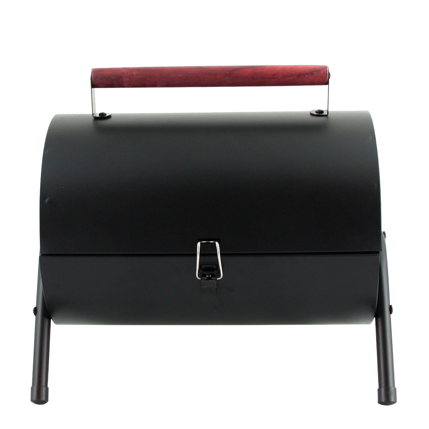 Gibson Home Delwin Carbon Steel Barrel BBQ in Black w Burgundy Wood Handle