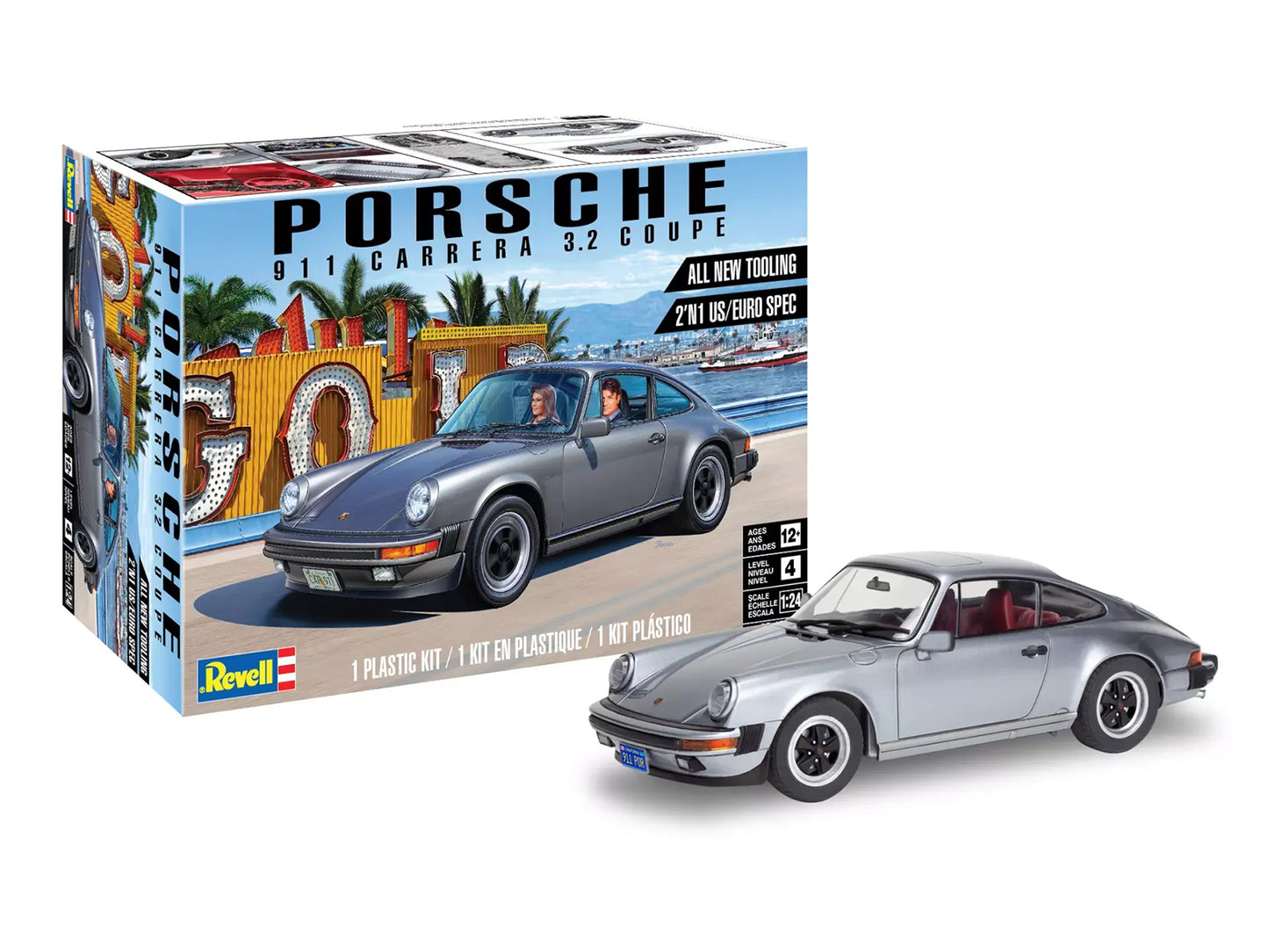 Level 4 Model Kit Porsche 911 Carrera 3.2 Coupe 2-in-1 Kit 1/24 Scale Model Rev
