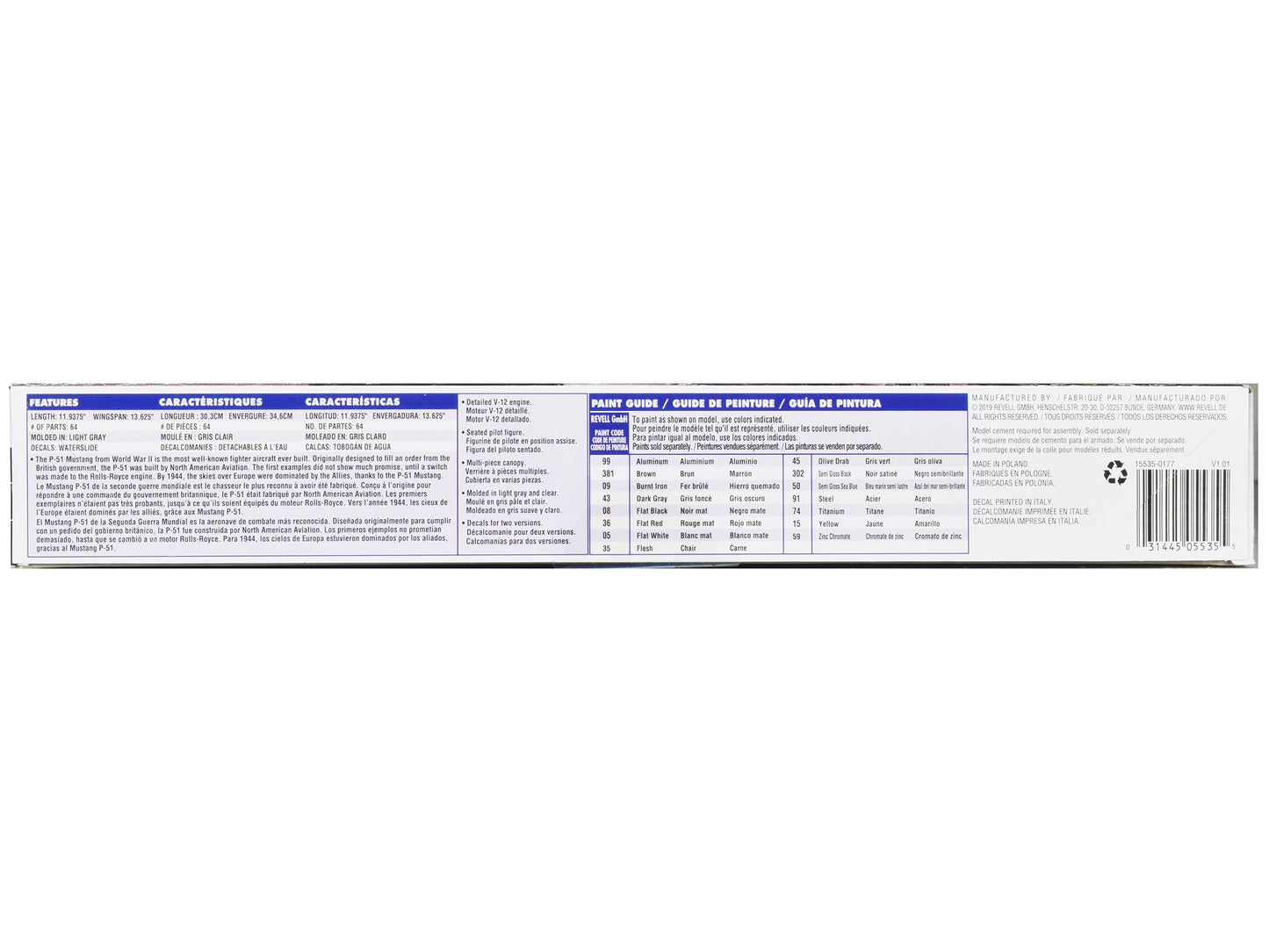 Level 4 Model Kit North American P-51B Mustang Fighter Aircraft 1/32 Scale Mode