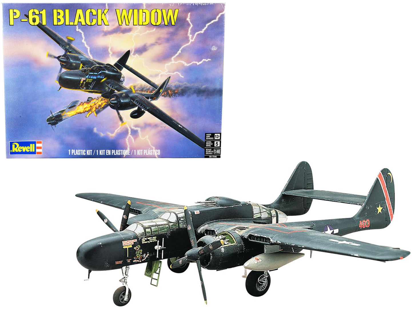 Level 5 Model Kit P-61 Black Widow Fighter Plane 1/48 Scale Model Revell