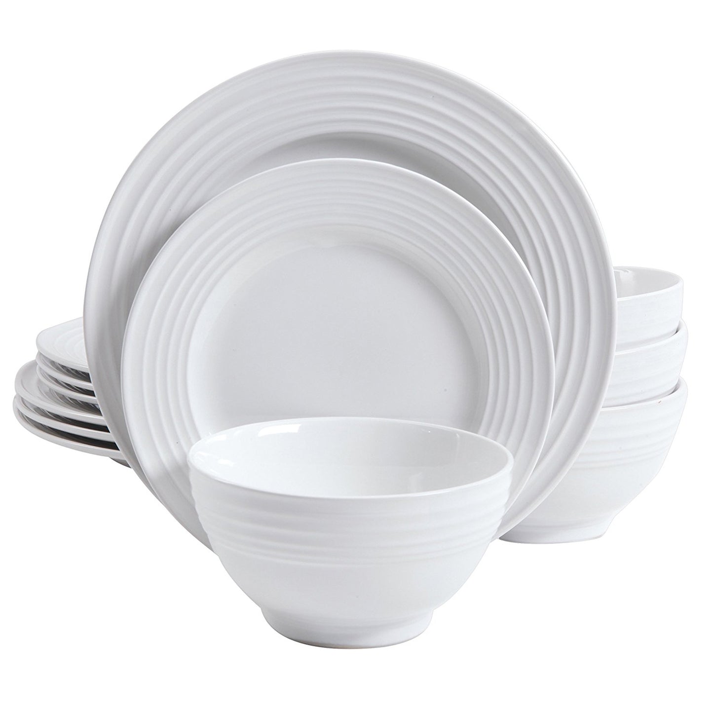 Gibson Home Plaza Cafe 12 Piece Dinnerware Set White