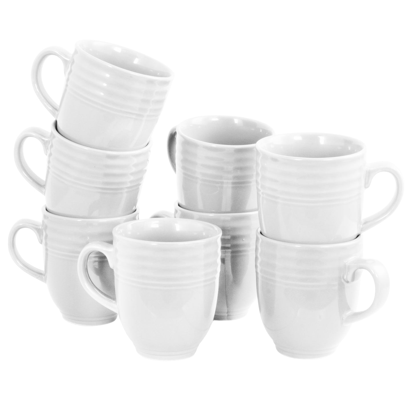 Plaza Cafe 15 oz Mug Set in White Set of 8
