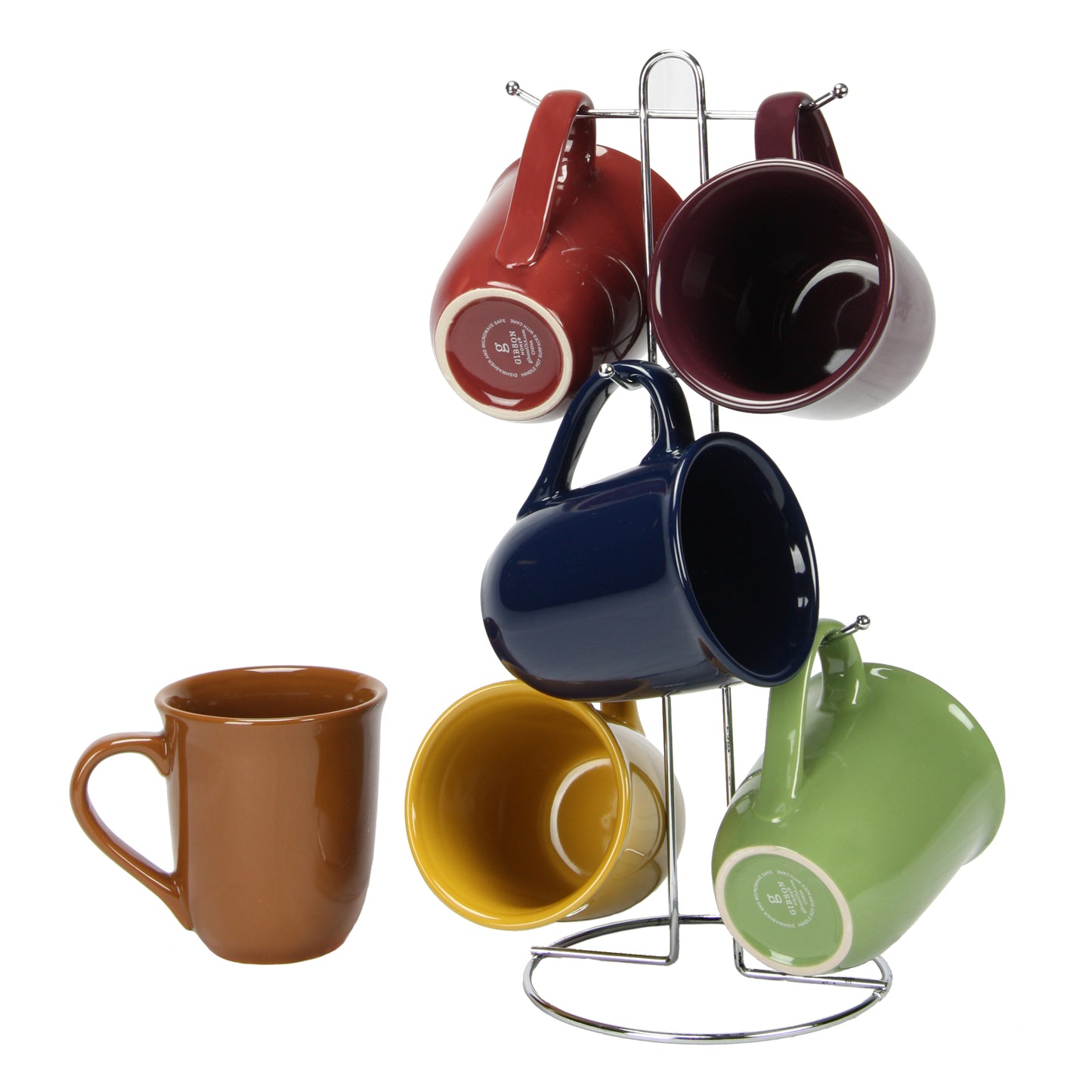 Gibson Home Cafe Amaretto 7 -pc Mug Set w Wire Rack
