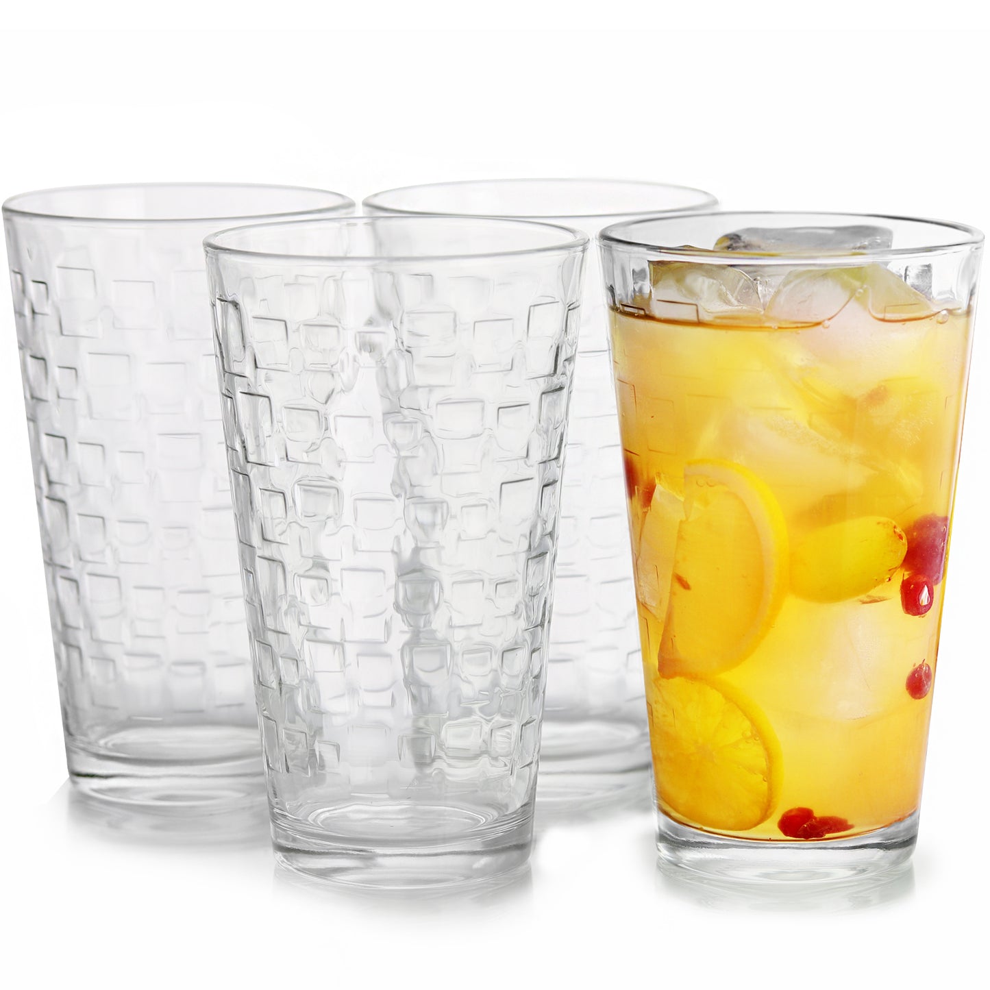 Gibson Home Great Foundations 4-Piece 16 oz Tumbler Set Square Pattern