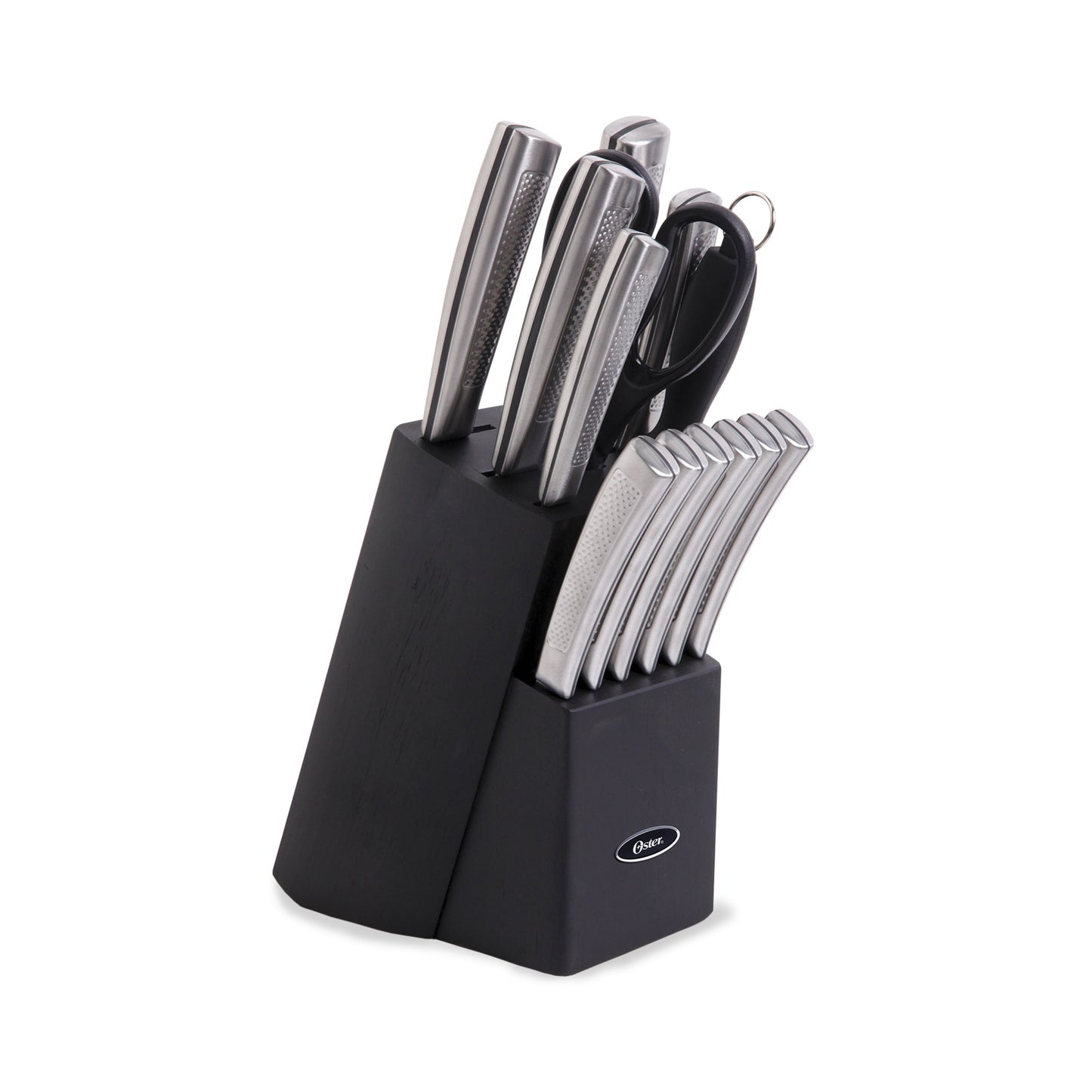 Oster Wellisford 14 Piece Stainless Steel Cutlery Set w Black Rubber Wood Block