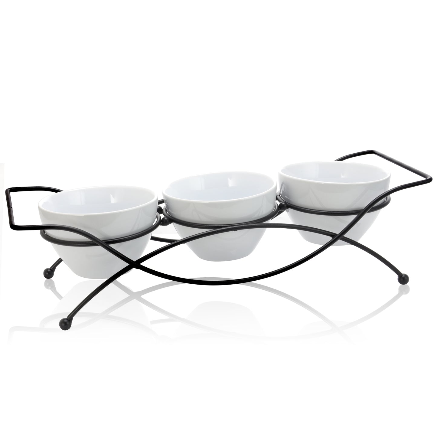 Gibson Splendid Grace 4 pc Serving Set w Metal Rack in White