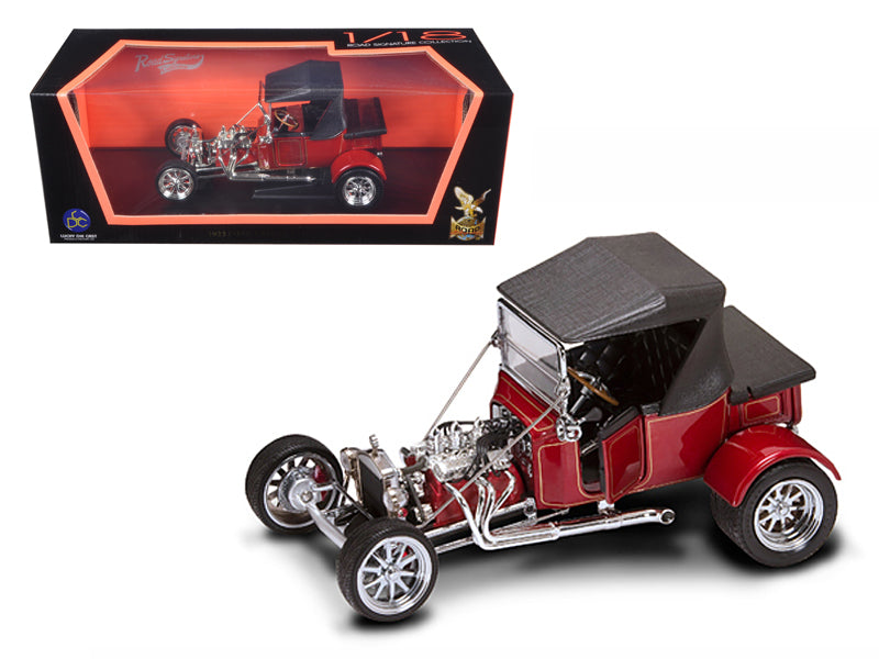 1923 Ford T-Bucket Soft Top Burgundy w Black Top 1/18 Diecast Car Road Signatur