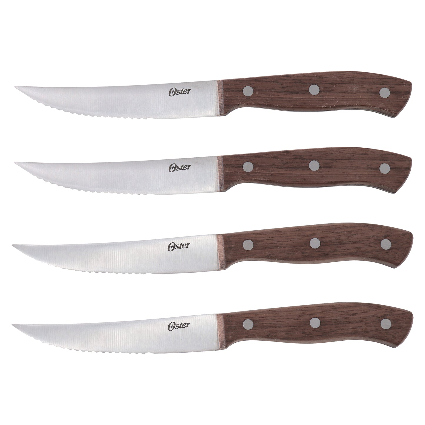 Oster Whitmore 4 Piece Stainless Steel Steak Knife Set w Mango Wood Handles