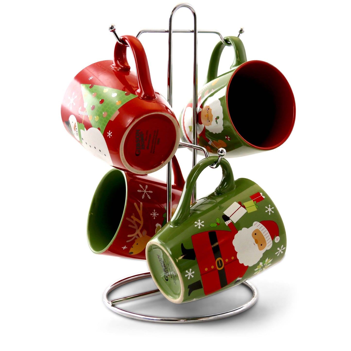 Gibson Home Santa Smile 4 Piece 15 oz Stoneware Mugs in Assorted Designs