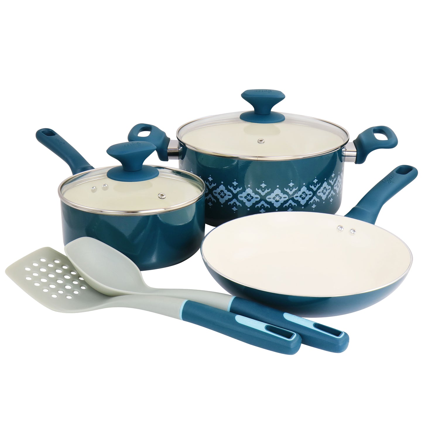 Spice by Tia Mowry Savory Saffron 7 Piece Ceramic Nonstick Aluminum Cookware Se