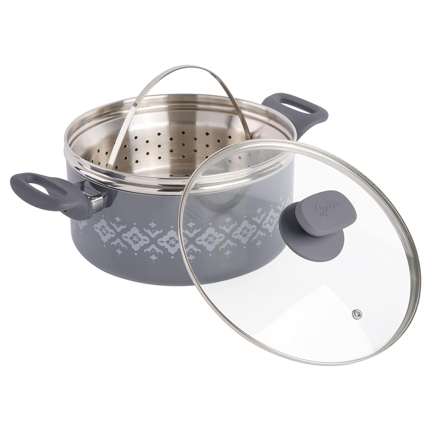 Spice By Tia Mowry Savory Saffron 5 Qt Ceramic Nonstick Aluminum Dutch Oven w L