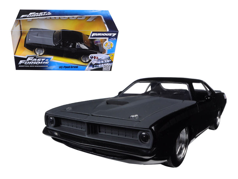 Letty's Plymouth Barracuda Matt Black Fast & Furious 7 Movie 1/24 Diecast Car J
