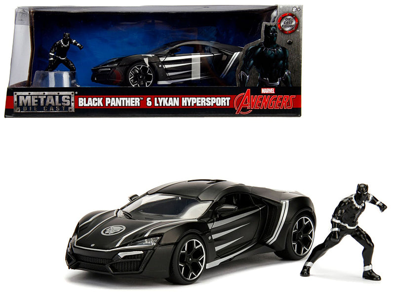 Lykan Hypersport Black w Black Panther Diecast Figurine Avengers Marvel Series