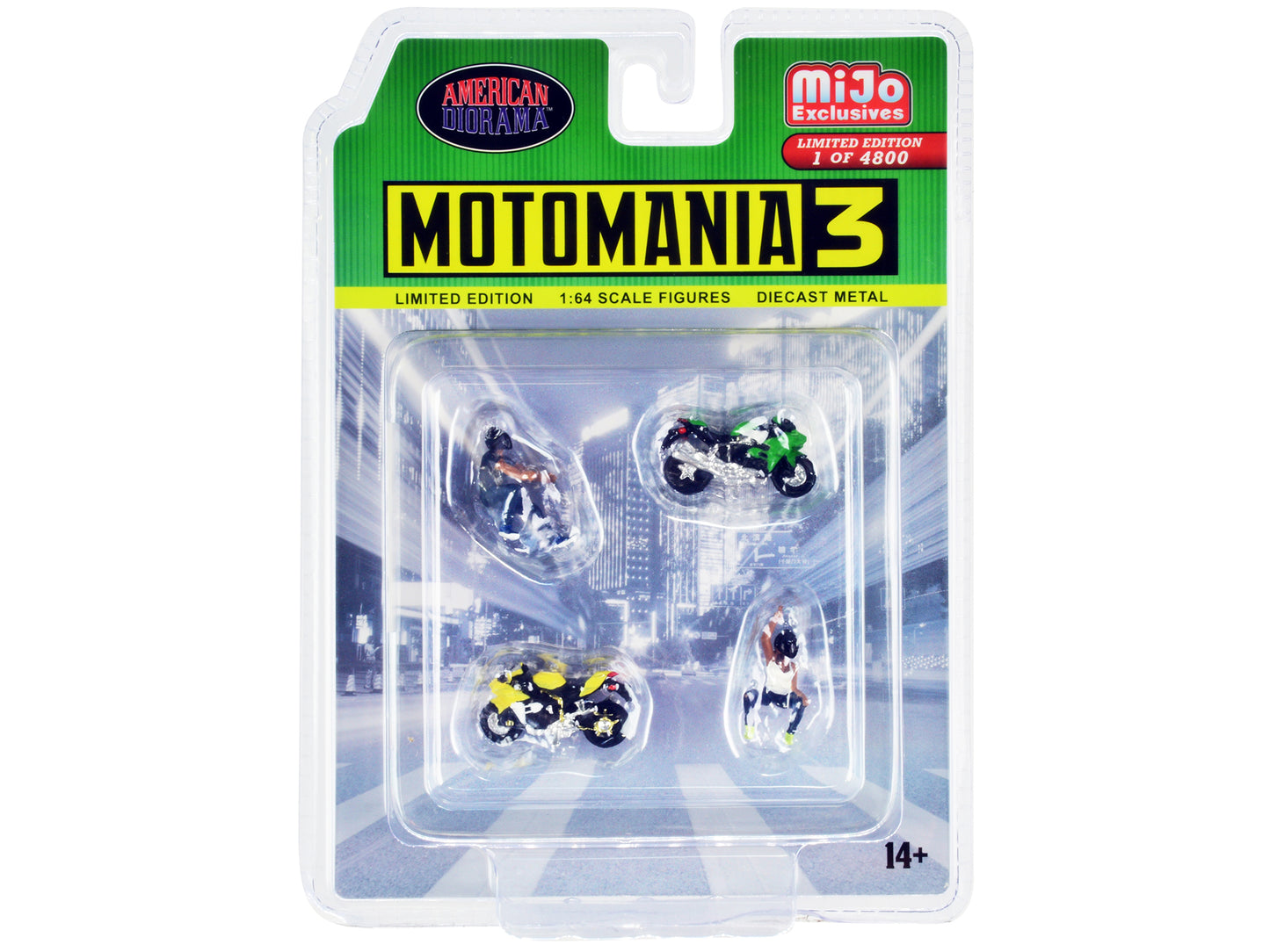 Motomania 3 4 piece Diecast Set 2 Figures 2 Motorcycles Limited Edition to 4800