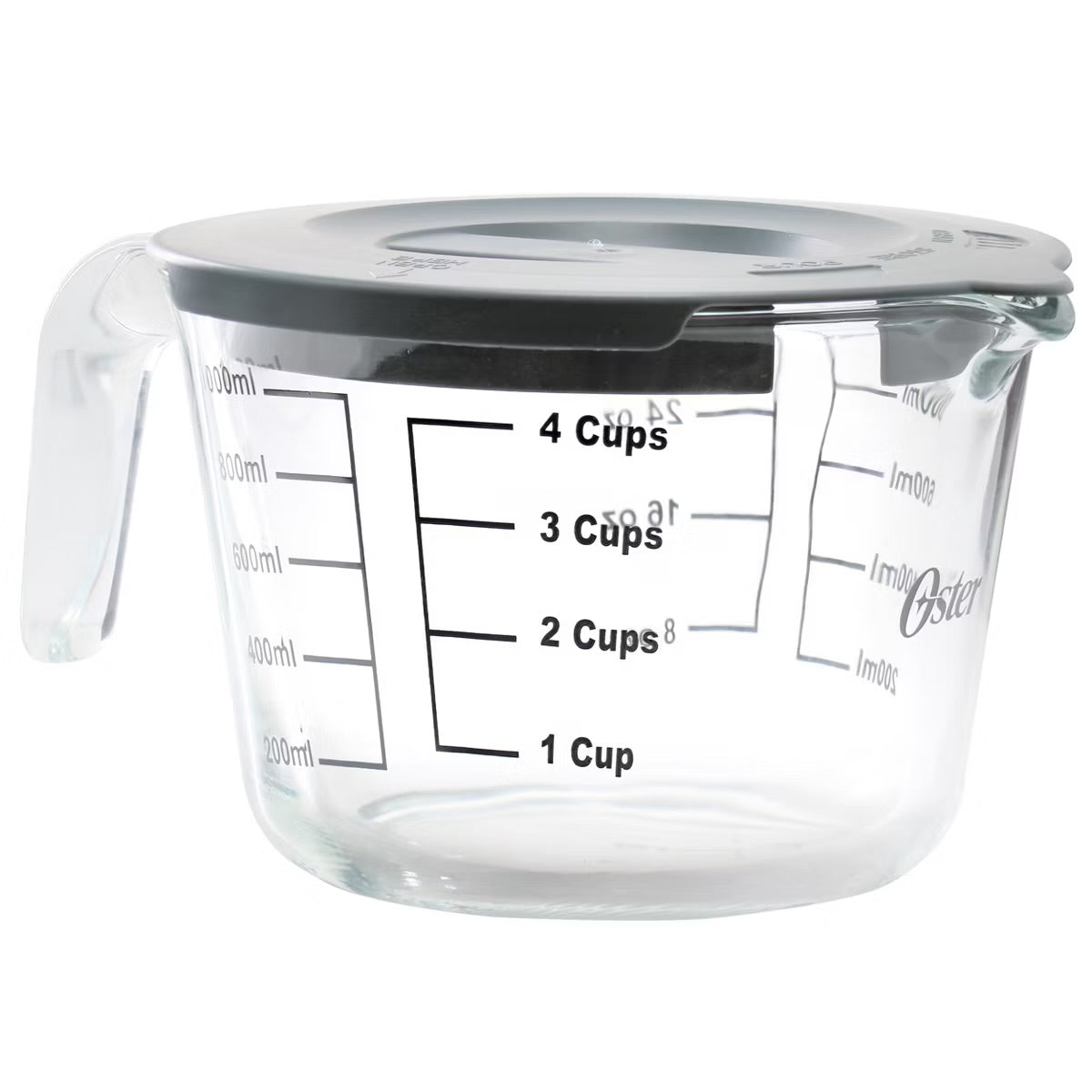 Oster Coolidge 4 Cup / 1 Liter Clear Glass Measuring Cup w Snap on Lid