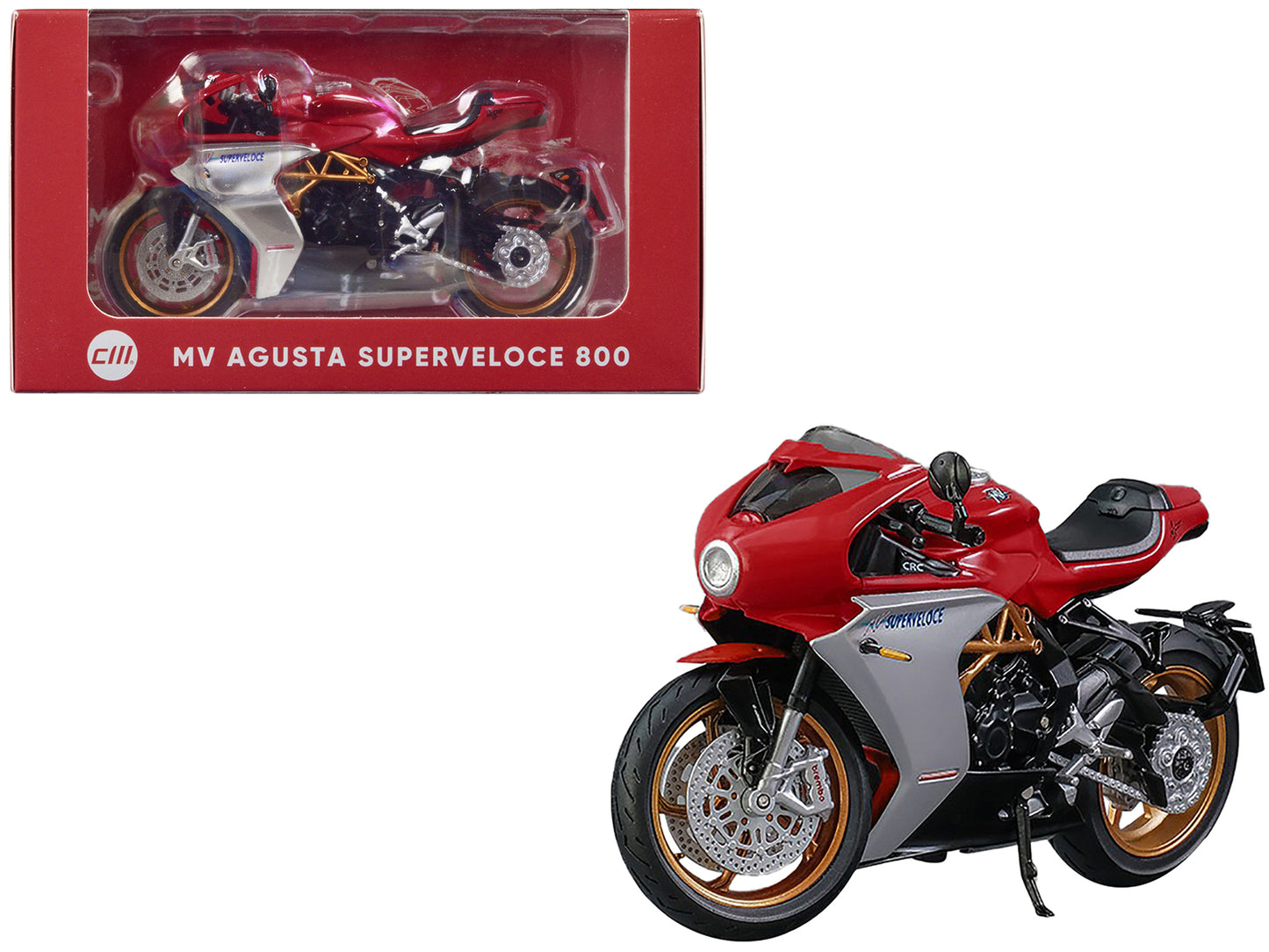 MV Agusta Superveloce 800 Motorcycle Red Silver 1/18 Diecast Model CM Models