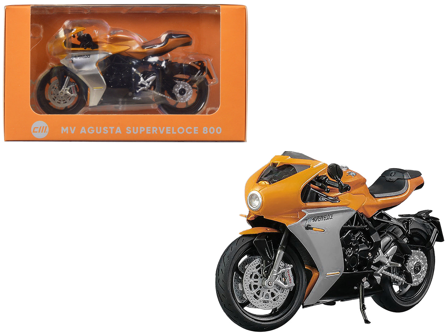 MV Agusta Superveloce 800 Motorcycle Orange Silver 1/18 Diecast Model CM Models
