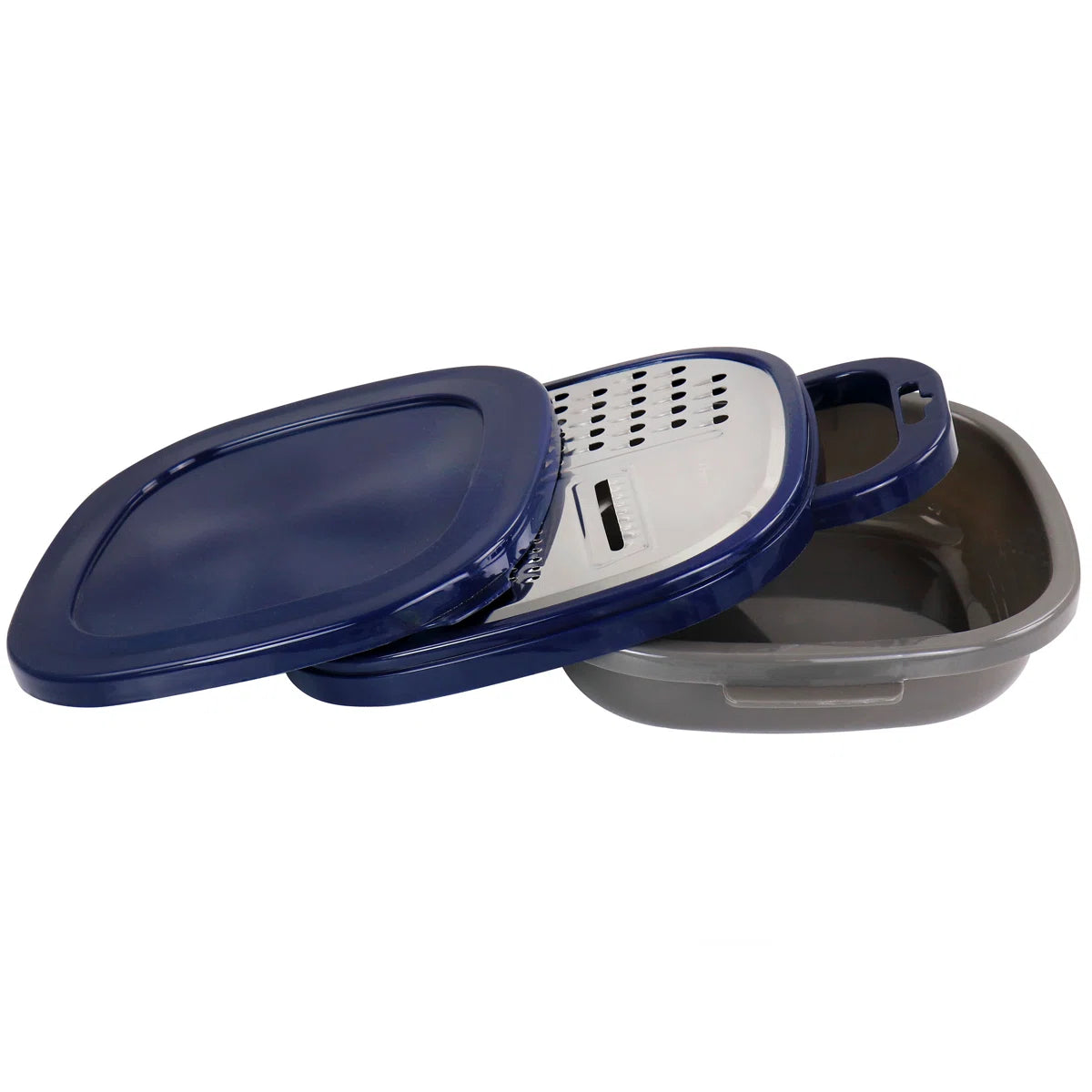 Oster Flat Bluemarine 3 Piece Grater Slicer & Container Set Navy Blue