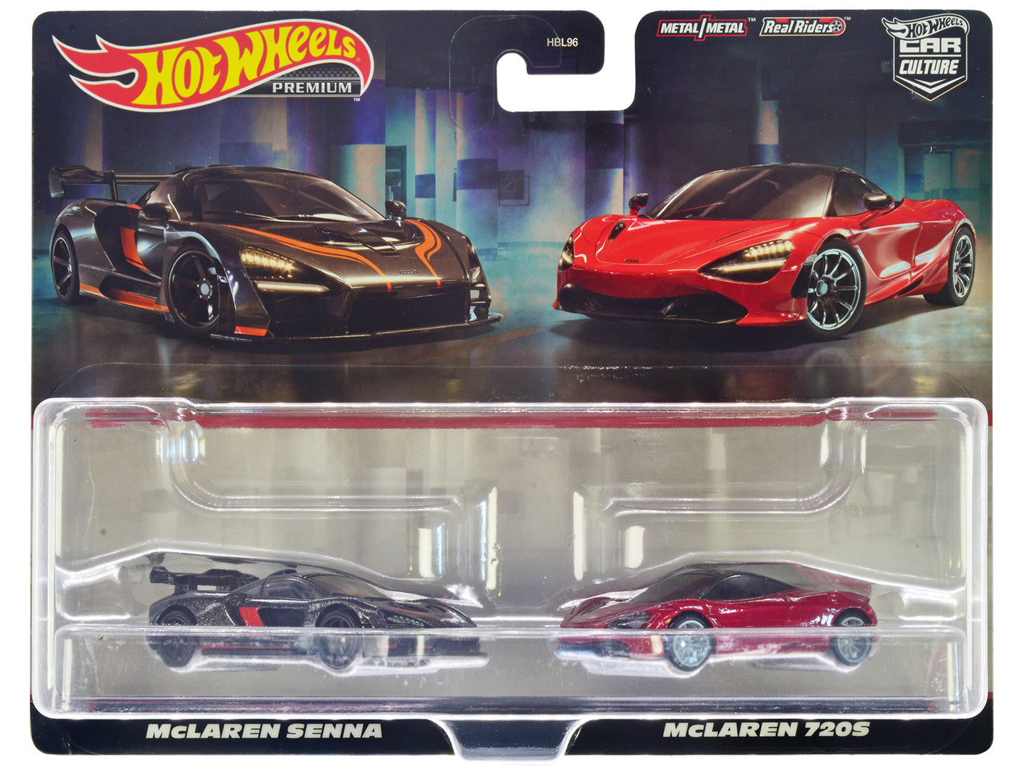 McLaren Senna Dark Gray Metallic w Orange Stripes McLaren 720S Red Metallic w B