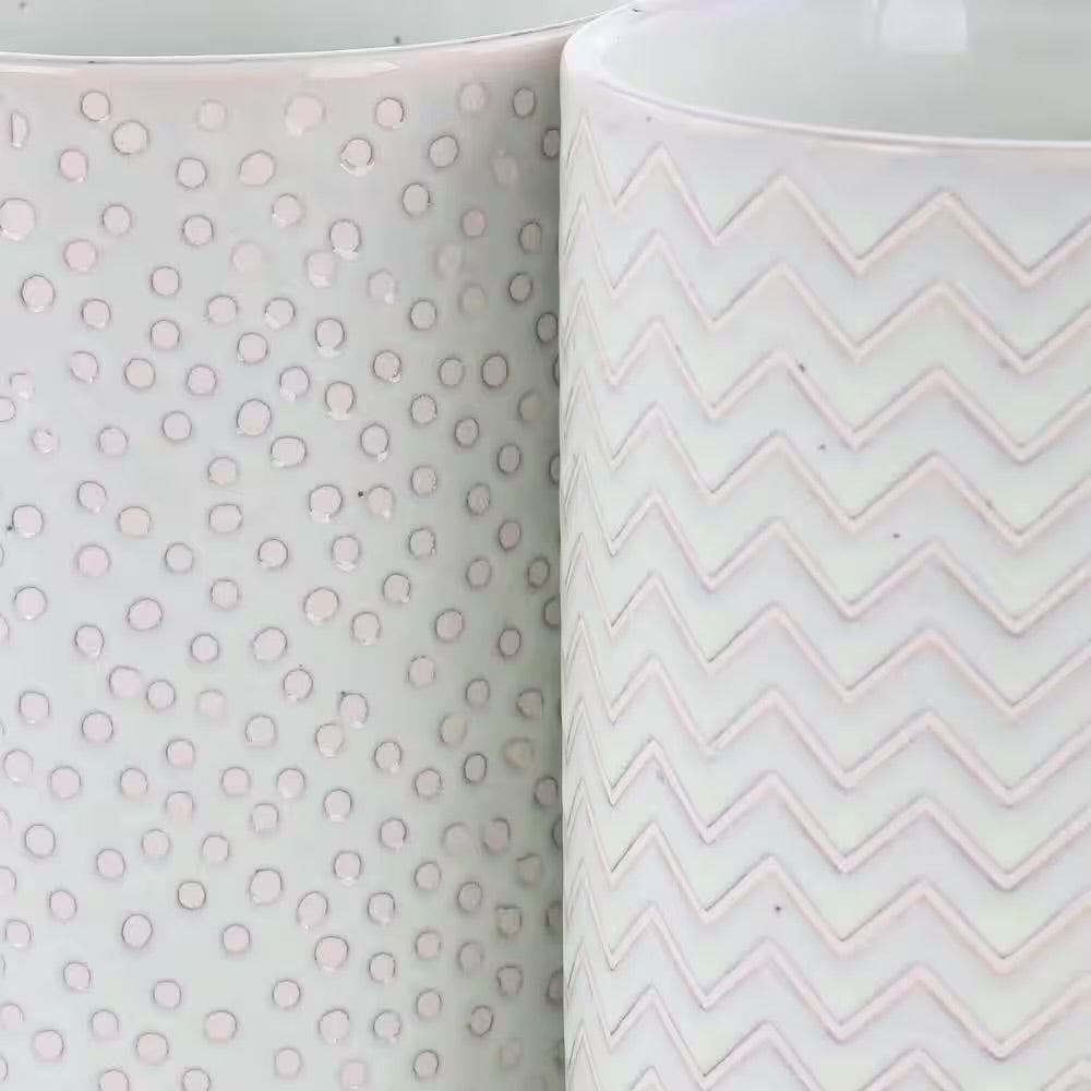 Laurie Gates Madrina 4 Piece 19 oz Stoneware Assorted Designs Mug Set in Mint