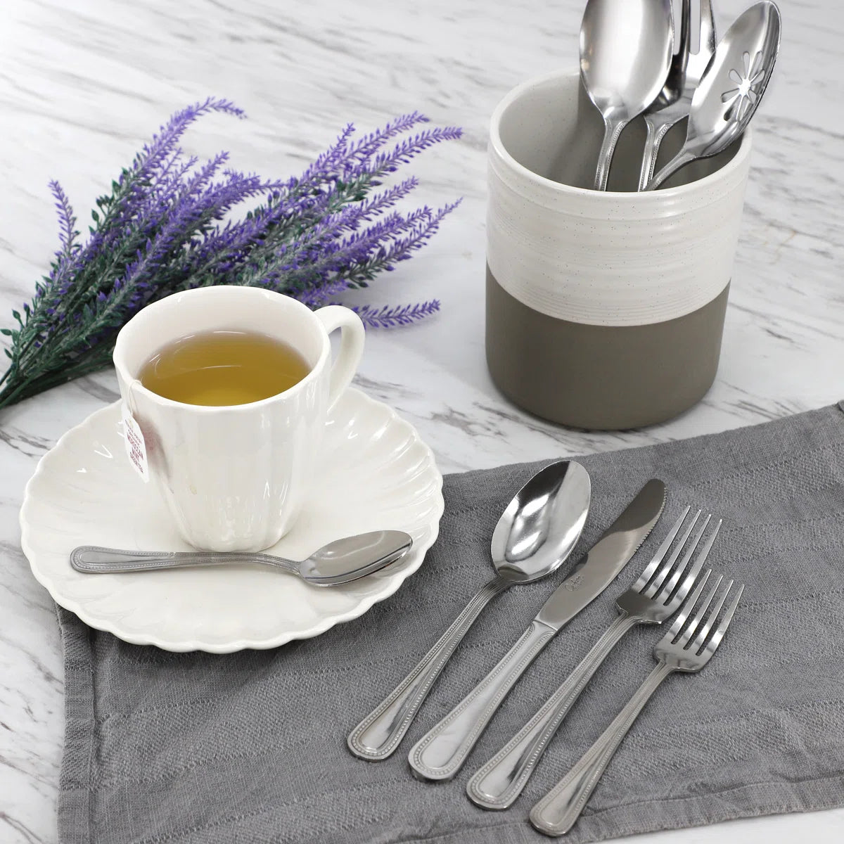 Gibson Home 87 Piece Stainless Steel Flatware and Serving Utensil Set in Silver