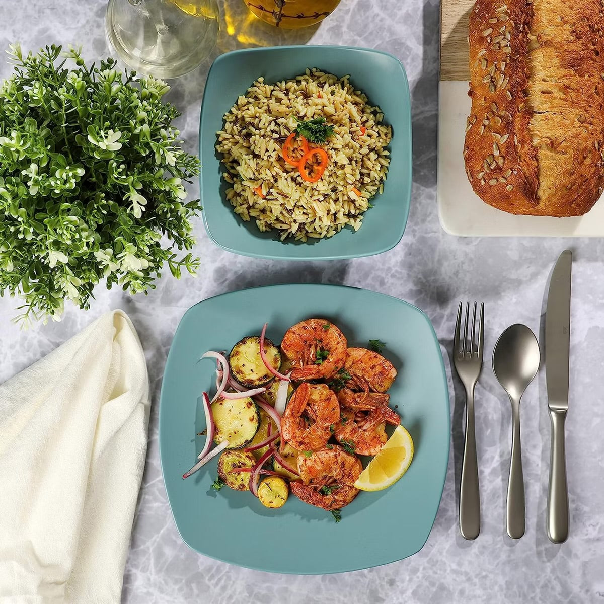 Gibson Home Zen Buffetware 8 Piece Fine Ceramic Dinnerware Set In Matte Arctic