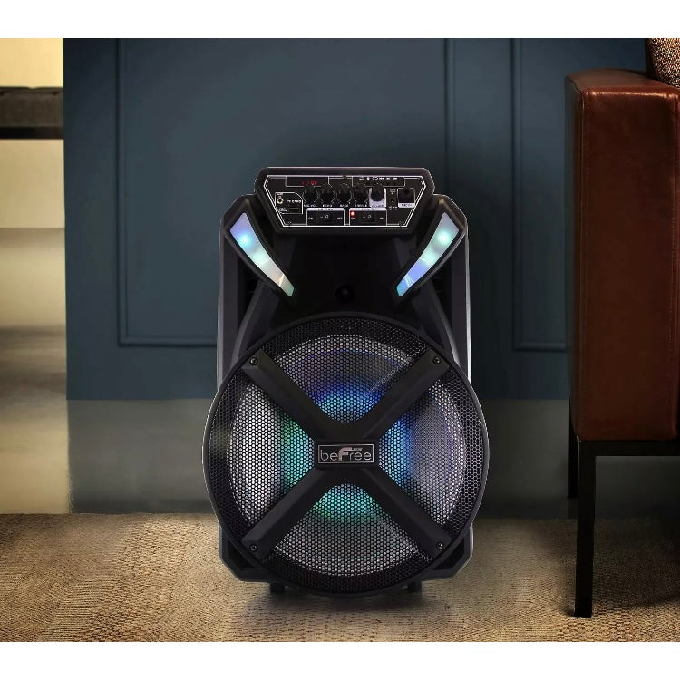 beFree 12” Bluetooth Portable Party Speaker w Remote USB FM & AC/DC Rechargeable