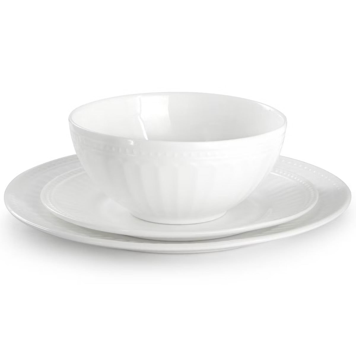 Ultra by Gibson Swanton Arch 12 Piece White Opal Glass Dinnerware Set