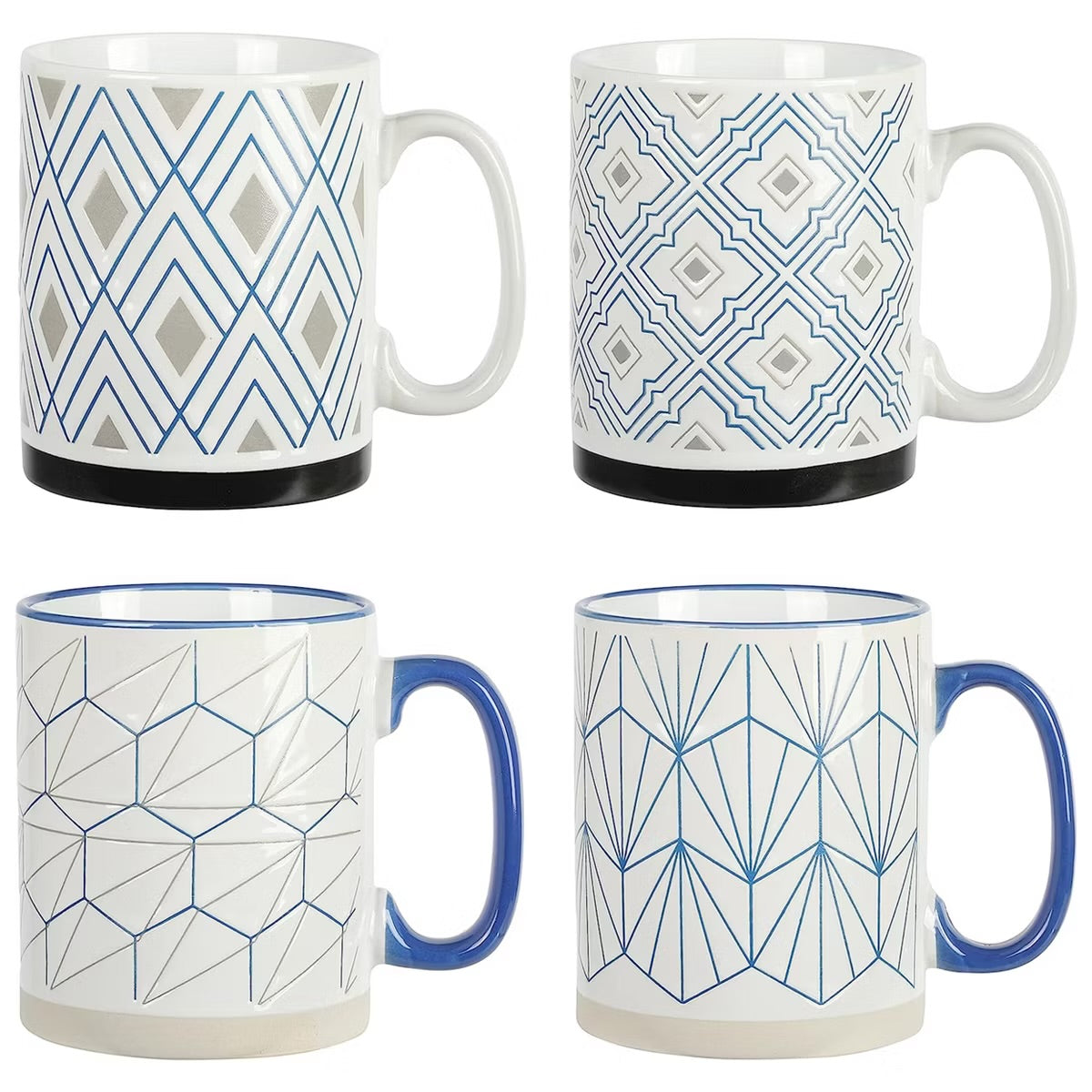 Mr. Coffee Parkmill 17 oz 4 Piece Stoneware Coffee Mug Set in Assorted Designs