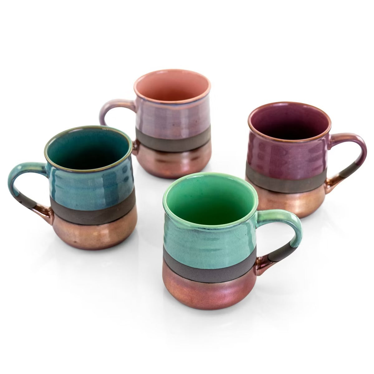 Gibson Copper Tonal 4 Piece 18 oz Round Glazed Stoneware Mug Set Assorted Colors