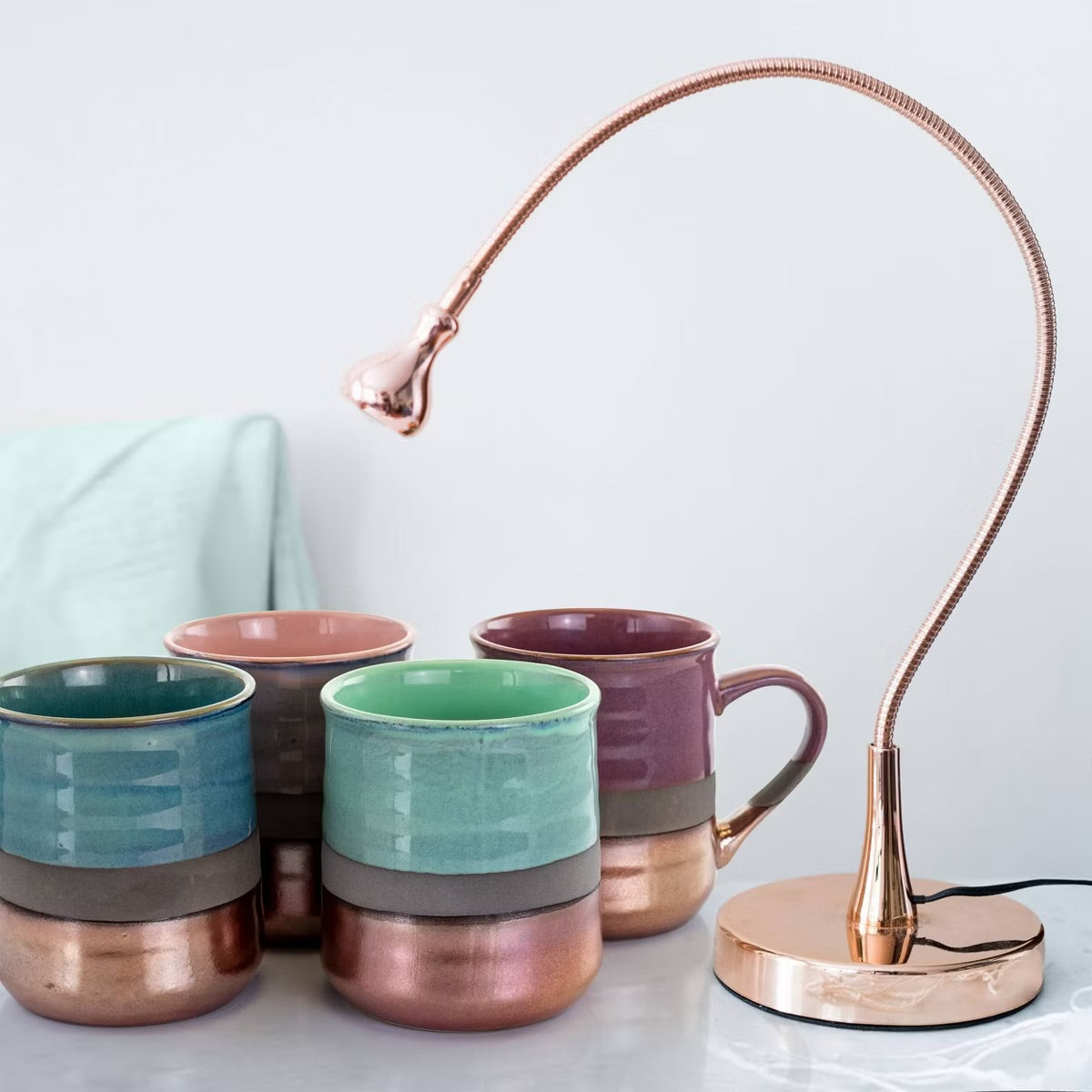 Gibson Copper Tonal 4 Piece 18 oz Round Glazed Stoneware Mug Set Assorted Colors