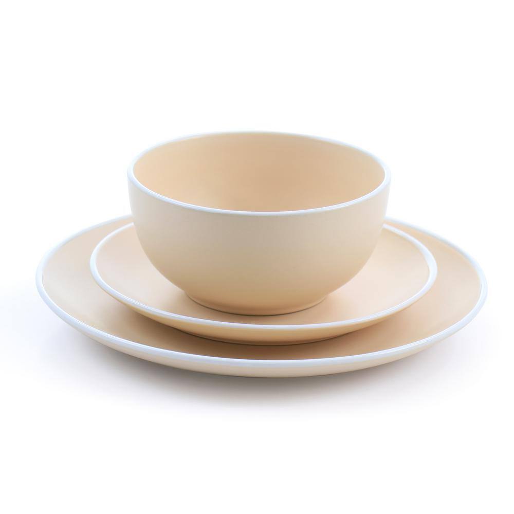 Spice by Tia Mowry Creamy Tahini Matte Orange 12 Pc Stoneware Dinnerware Set