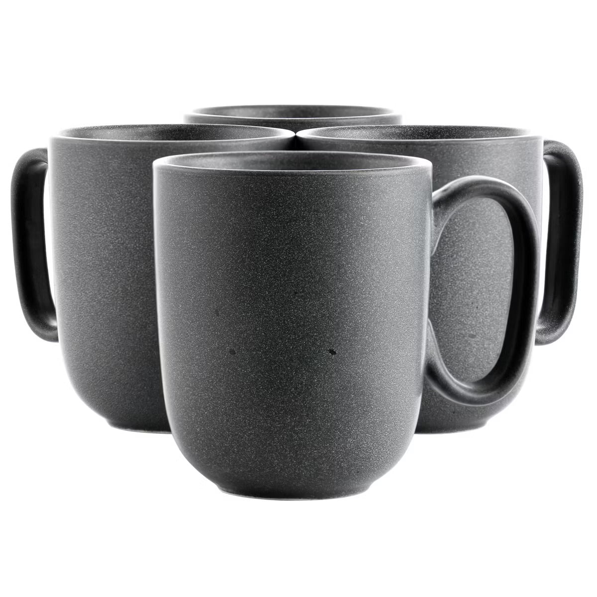 Our Table Landon Gray 4 Piece 15 oz Round Stoneware Mug Set Truffle