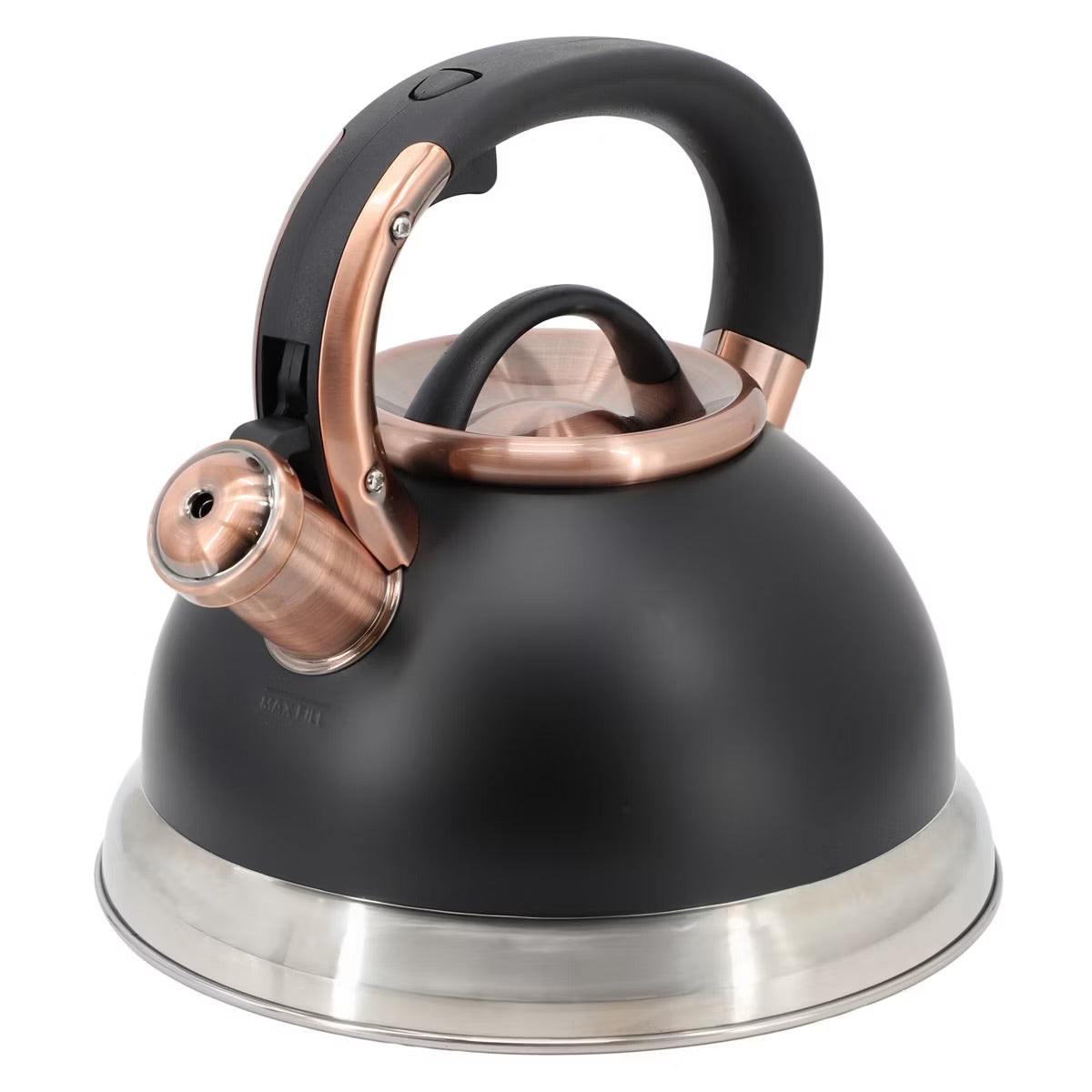 Mr. Coffee Flintshire 2.2 Quart Black Stainless Steel Whistling Tea Kettle