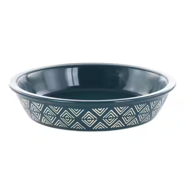 Laurie Gates Blue 10” Wax Relief Stoneware Tierra Pie Baking Dish