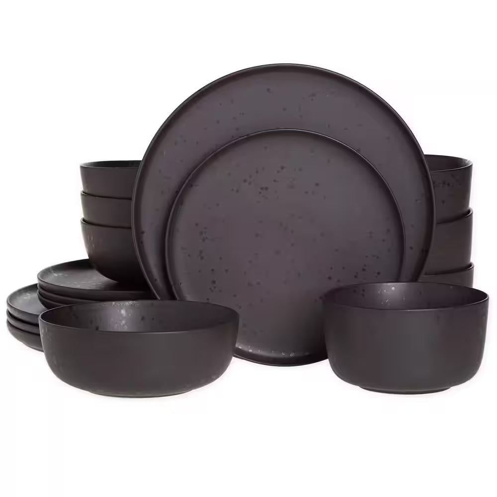 Studio 3B Mio 16 Piece Reactive Glaze Round Stoneware Dinnerware Set in Pepper