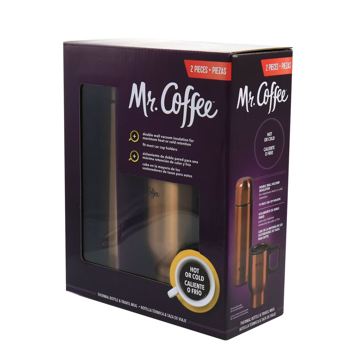 Mr. Coffee 2 Piece Double Wall Thermal Bottle & Travel Mug in Copper