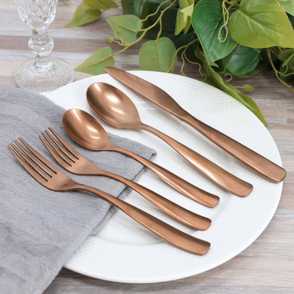 Gibson Home Hulton 20 Piece Stainless Steel Flatware Set in Matte Bronze