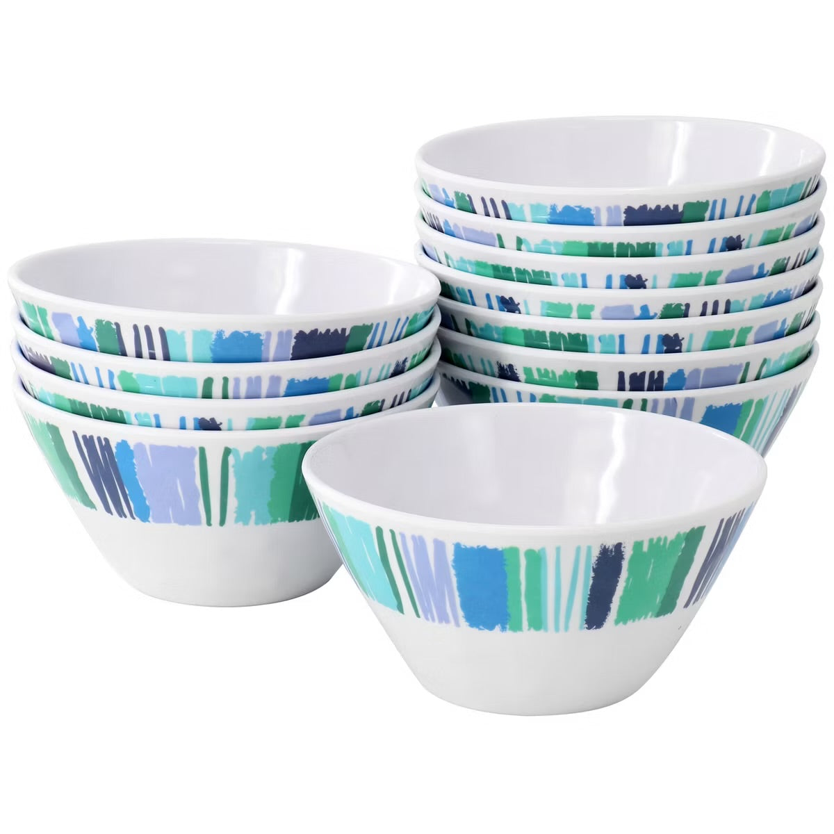Gibson Home Tropical Sway Orleans 12 Piece 6" Melamine Bowl Set in Blue