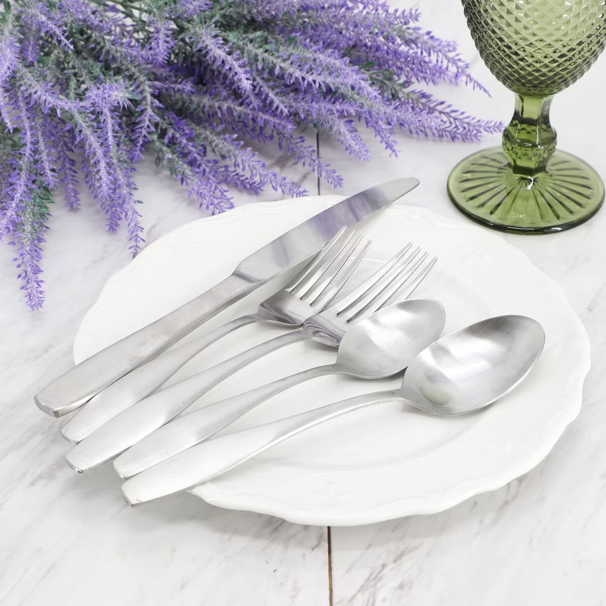 Gibson Home Karlton 20 Piece Stainless Steel Flatware Set in Matte Silver