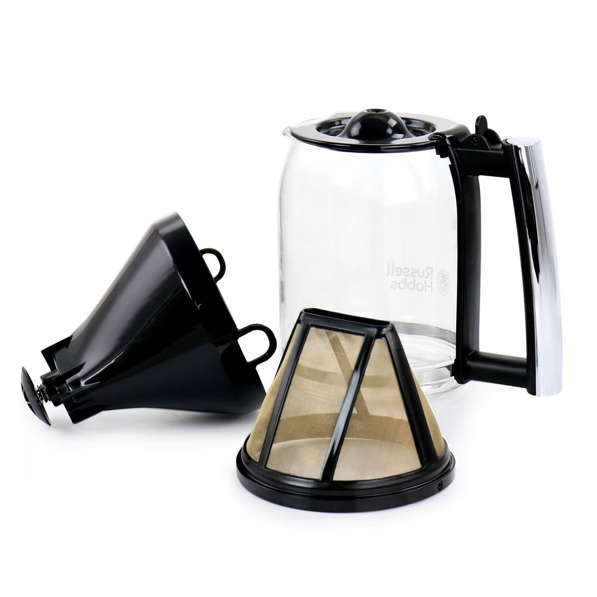 Russell Hobbs Black & Stainless Steel Glass 8 Cup Coffee Maker Machine