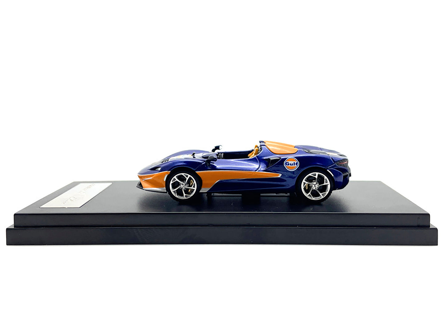 McLaren Elva Convertible Dark Blue Metallic w Orange Accents Gulf Oil 1/64 Diec
