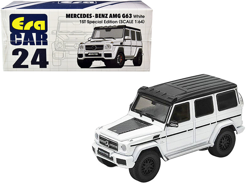 Mercedes Benz AMG G63 White w Black Top 1st Special Edition 1/64 Diecast Car Er