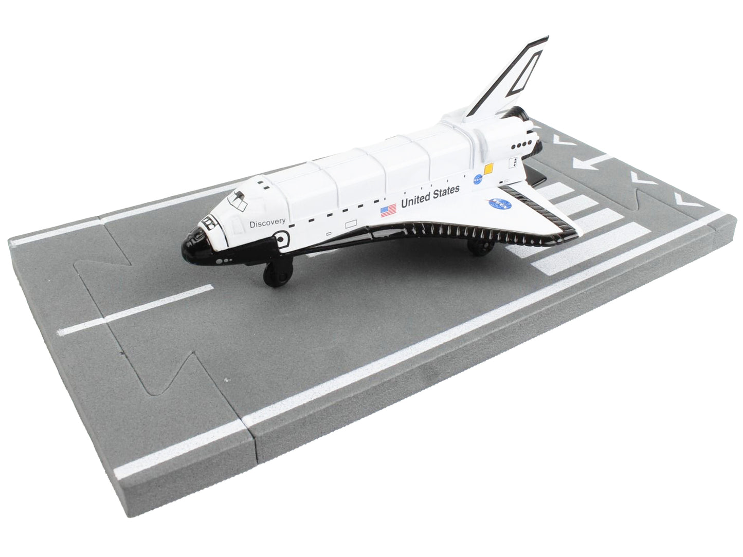 NASA Discovery Space Shuttle White United States w Runway Section Diecast Model
