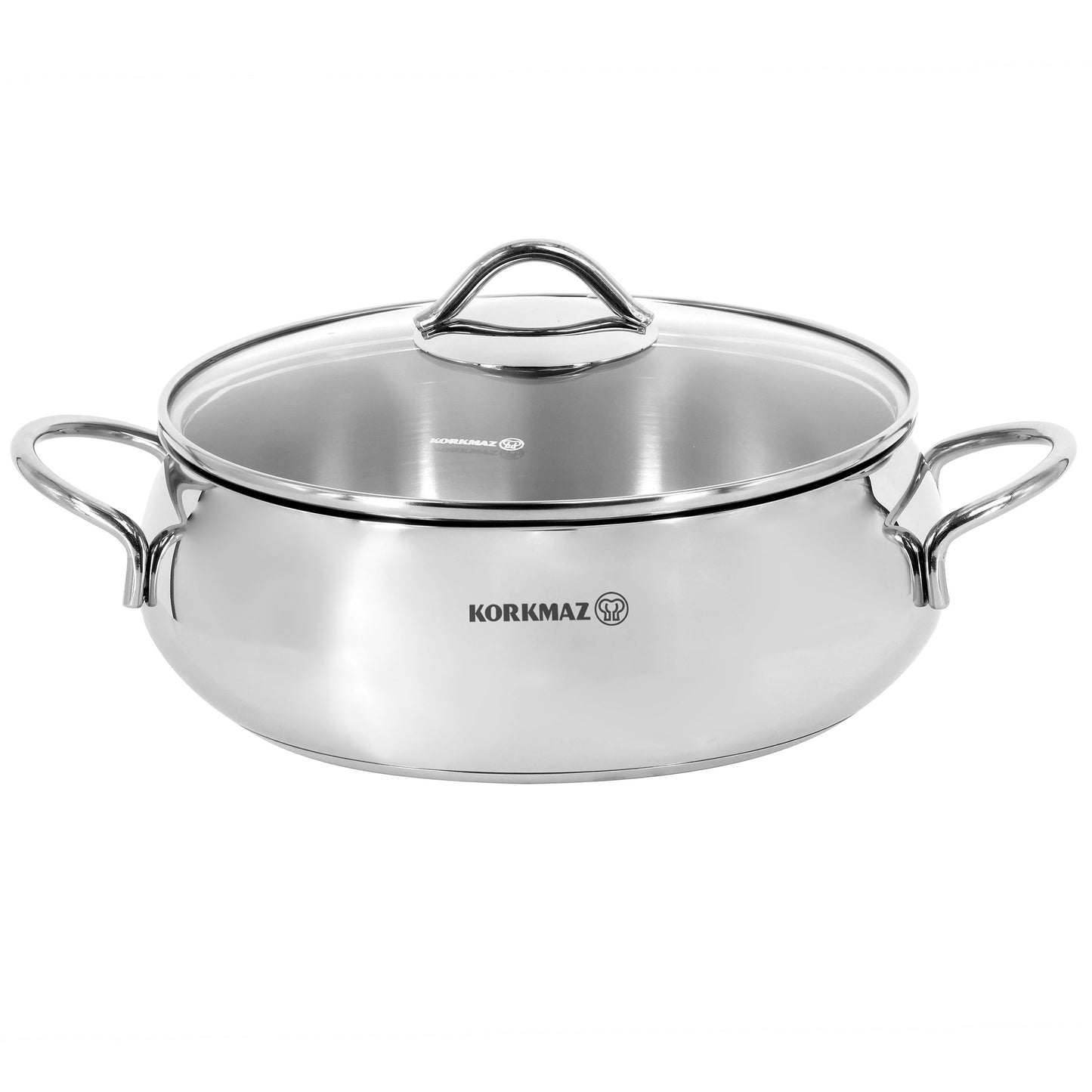 Korkmaz Tombik 5 L Stainless Steel Low Casserole in Polished Silver