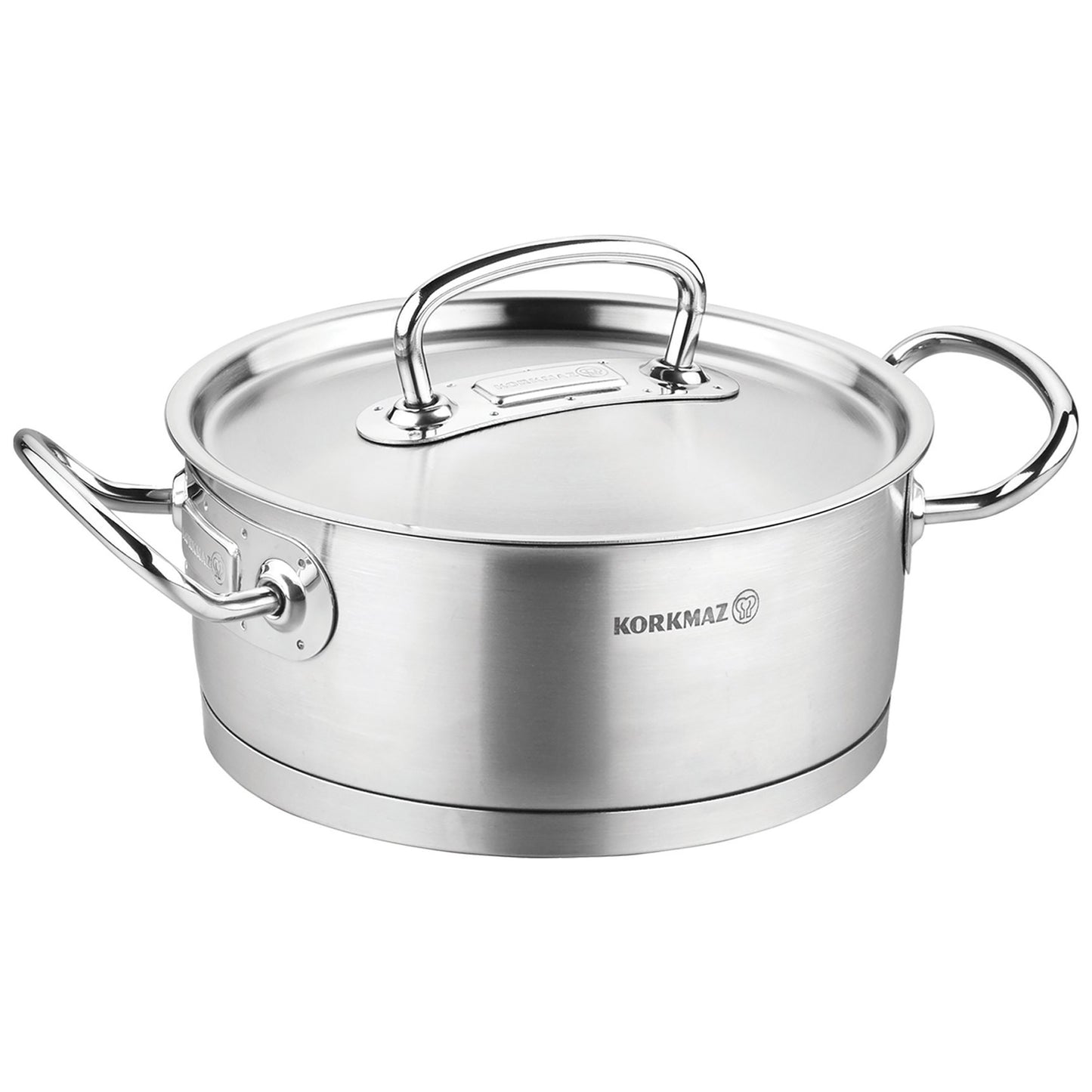 Korkmaz Proline Professional Series 7.3 L Stainless Steel Low Casserole w Li