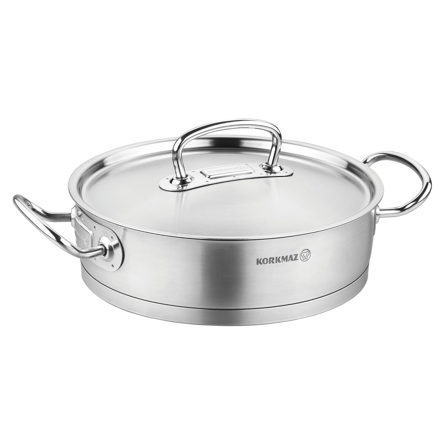 Korkmaz Proline Professional Series 3.1 Liter Stainless Steel Saute Pan w Lid in