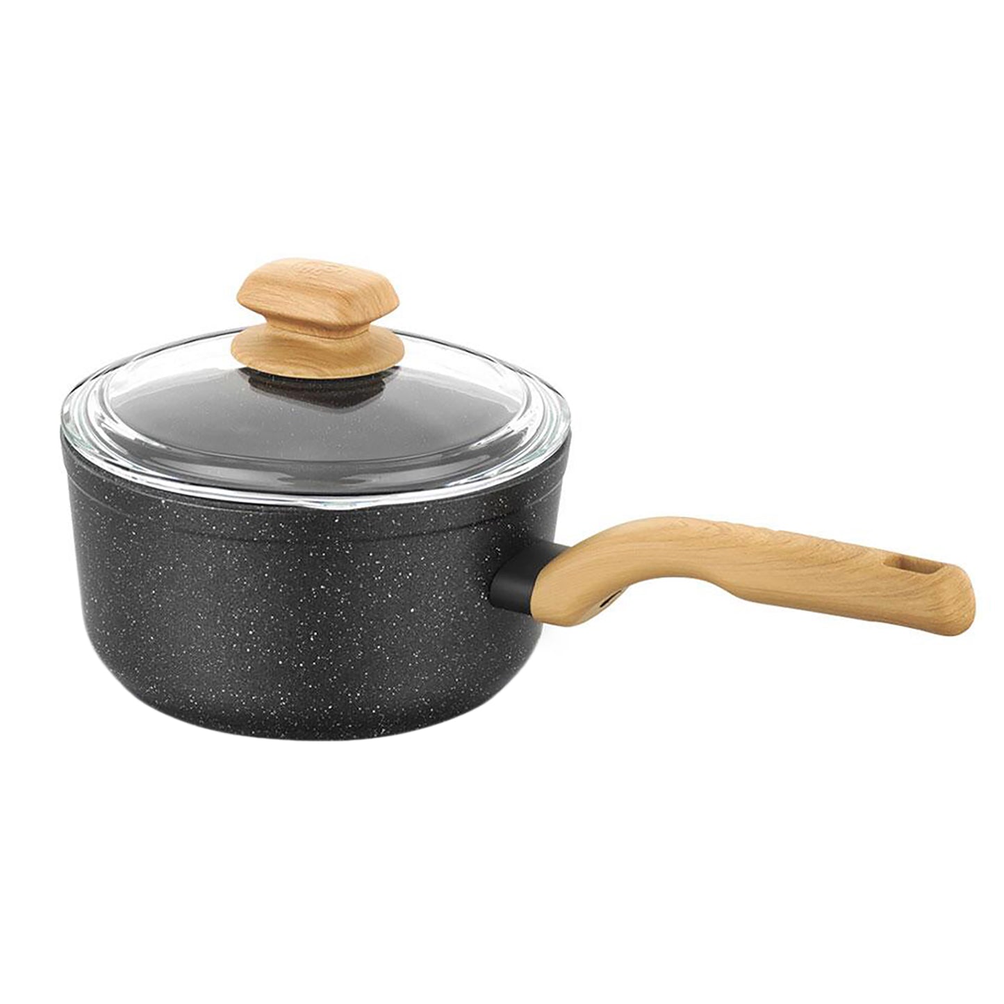 Korkmaz Montana 2 pc 2 Liter Aluminum Nonstick Saucepan w Lid & Faux Wood Handle
