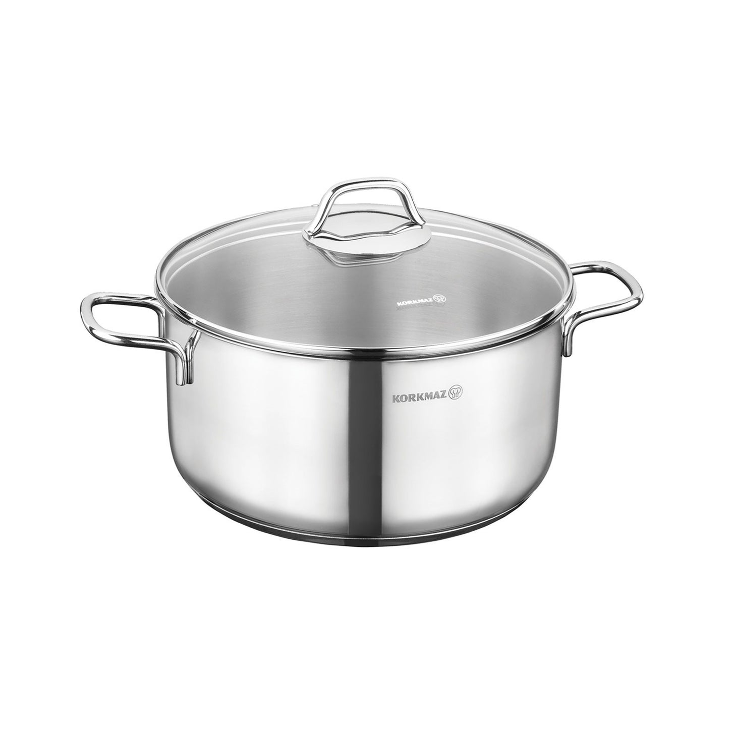 Korkmaz Perla 2 Piece 5.5 Liter Stainless Steel Casserole w Lid in Silver