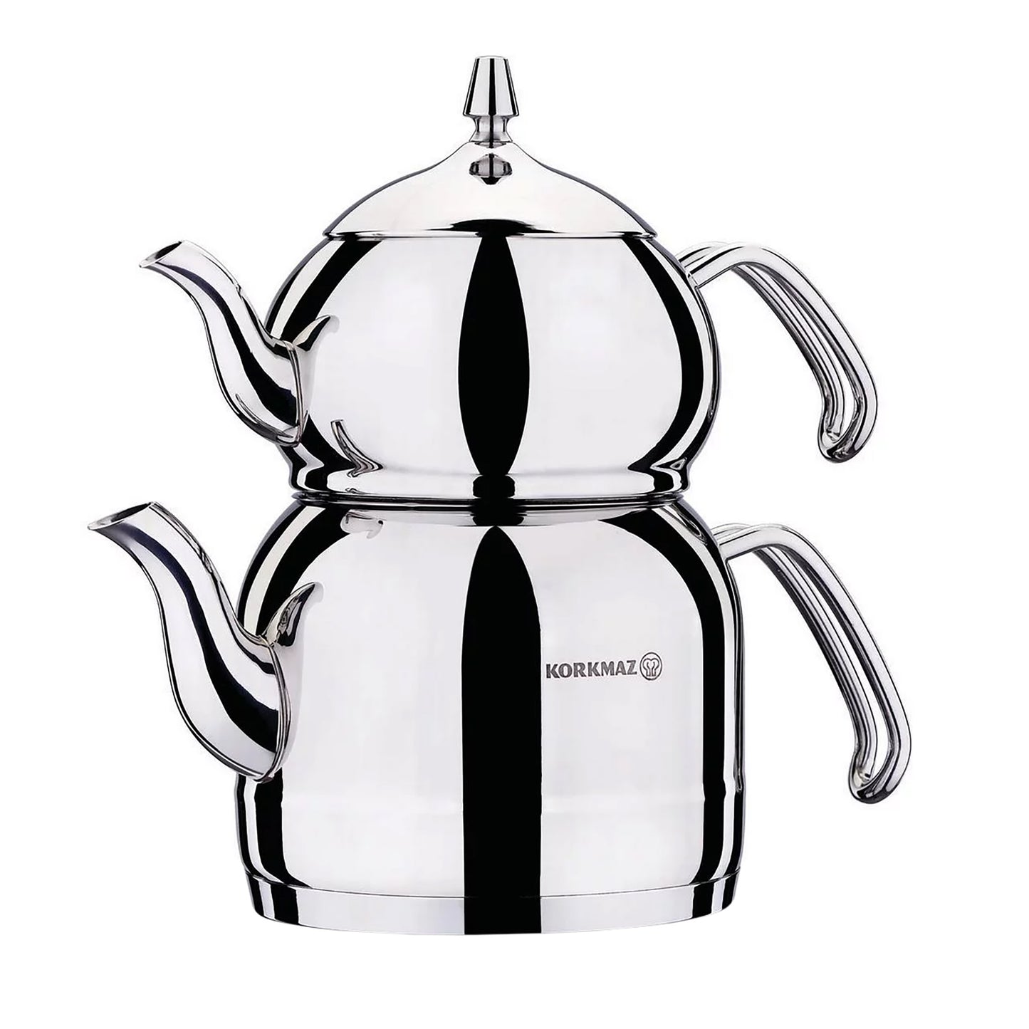 Korkmaz Efendi 1.1 Liter Tea Pot & 2.4 Liter Kettle Set in Silver